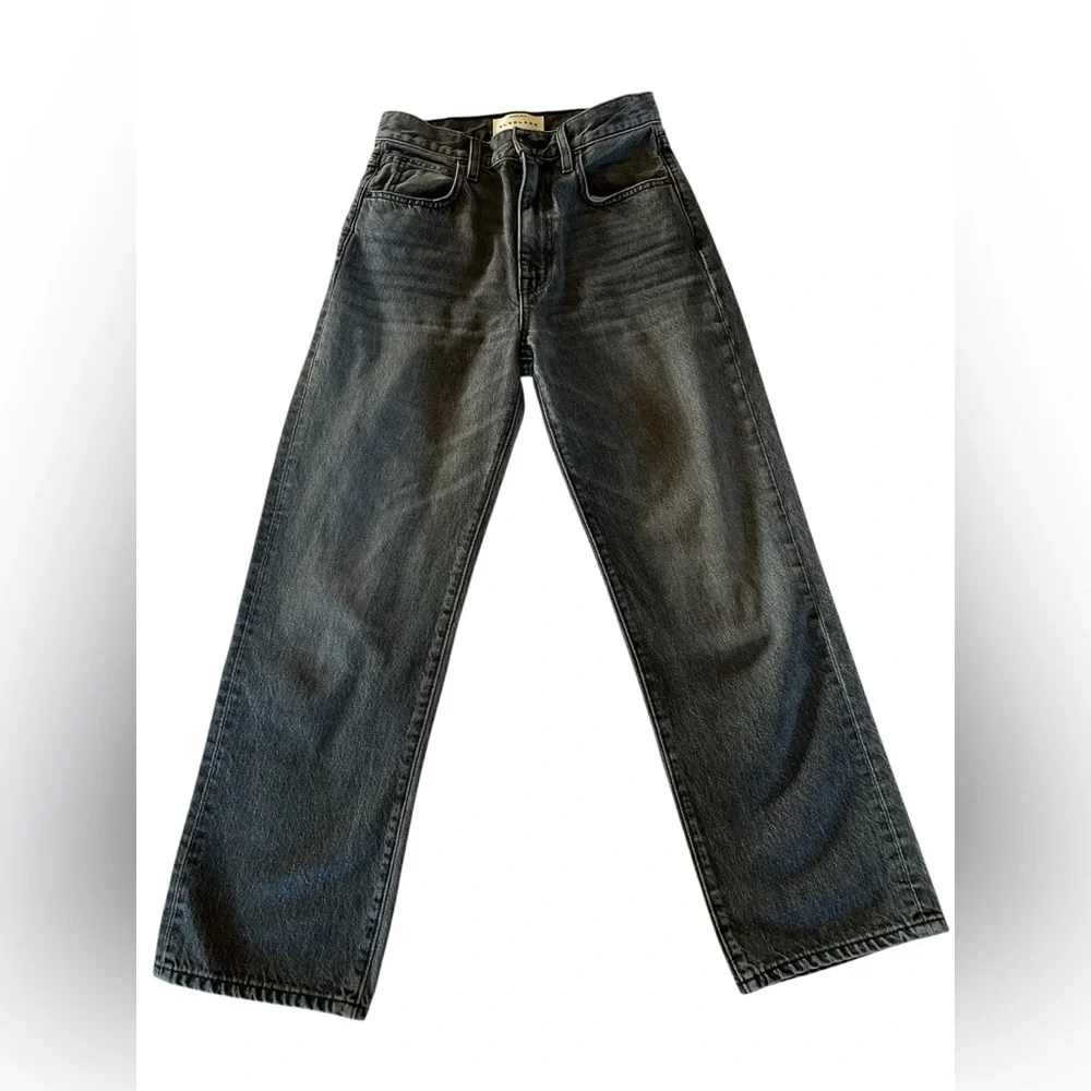 SLVRLAKE London Crop Jeans 27 High Rise Straight Leg Black Gray Wash USA Y2K - Picture 2 of 7